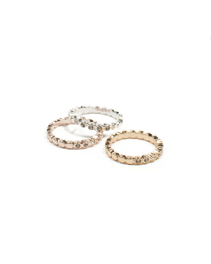Colette by Colette Hayman Round Diamante Stone Ring Pack - Medium