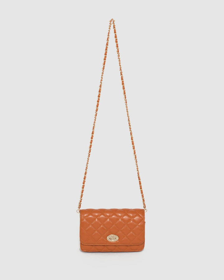 Rust Eboni Quilted Crossbody Bag | Crossbody Bags