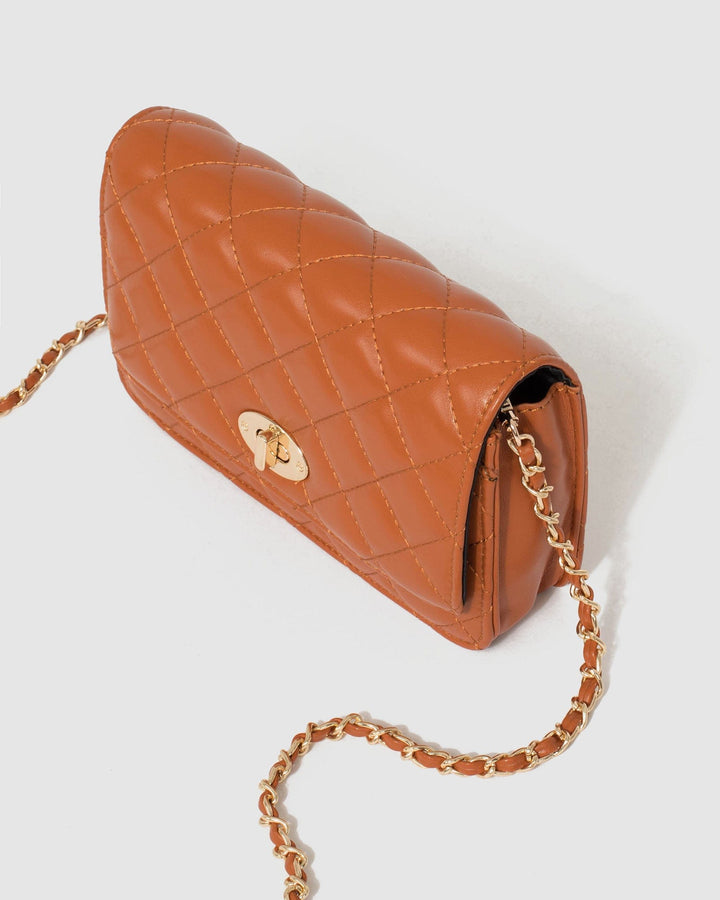 Rust Eboni Quilted Crossbody Bag | Crossbody Bags