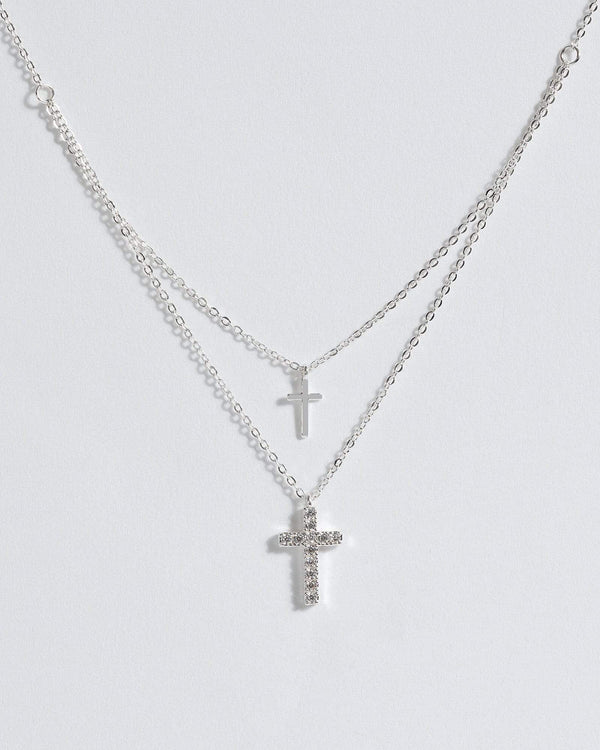 Colette by Colette Hayman Silver 2 Layer Cross Necklace