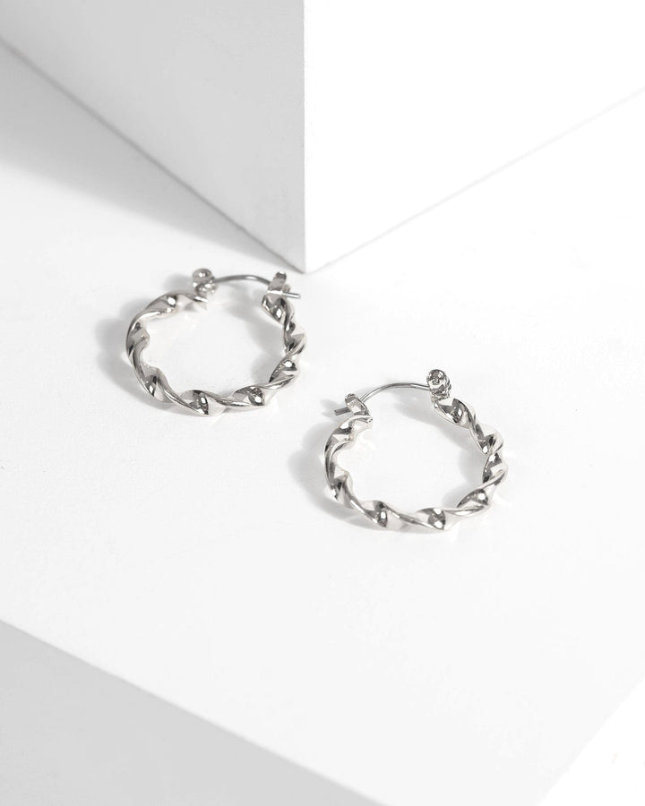 Silver 20mm Twisted Hoop Earrings | Earrings