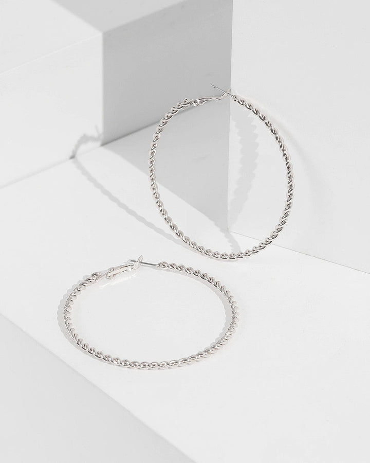 Silver 60Mm Fine Twist Hoop Earrings | Earrings