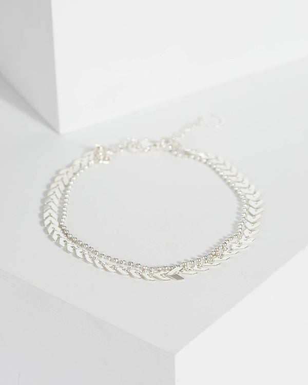 Silver Arrow And Ball Chain Anklet | Accessories
