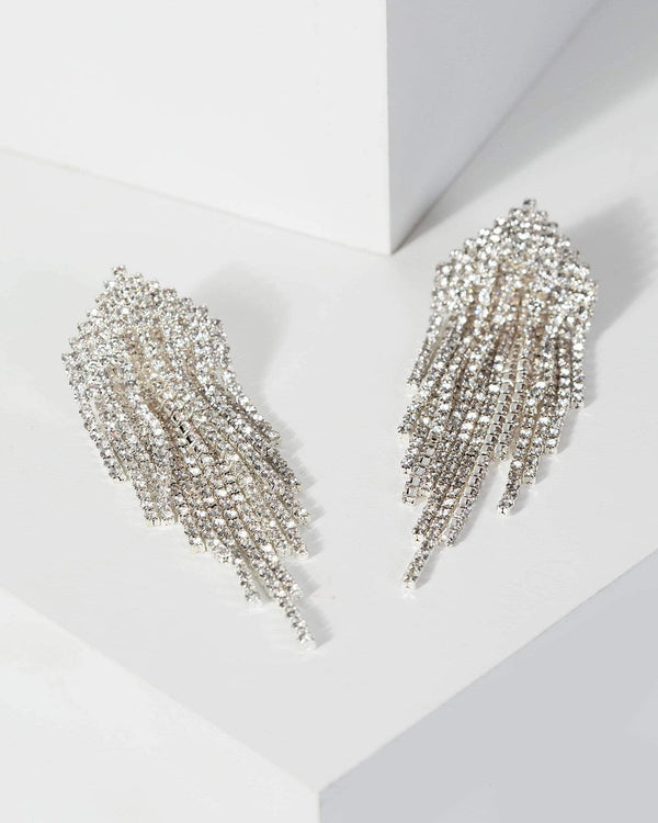 Silver Arrow Head Sparkle Drop Earrings | Earrings