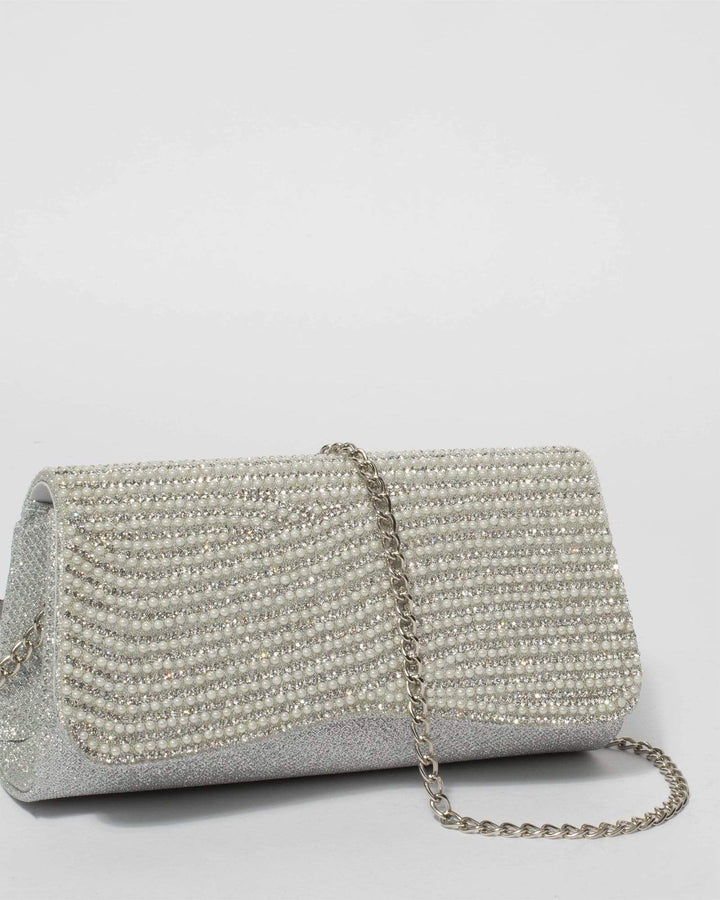 Silver Ashton Sparkle Clutch Bag | Clutch Bags