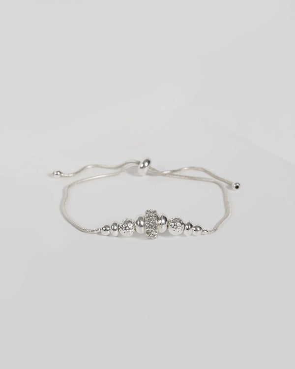 Silver Beaded Adjustable Bracelet | Wristwear