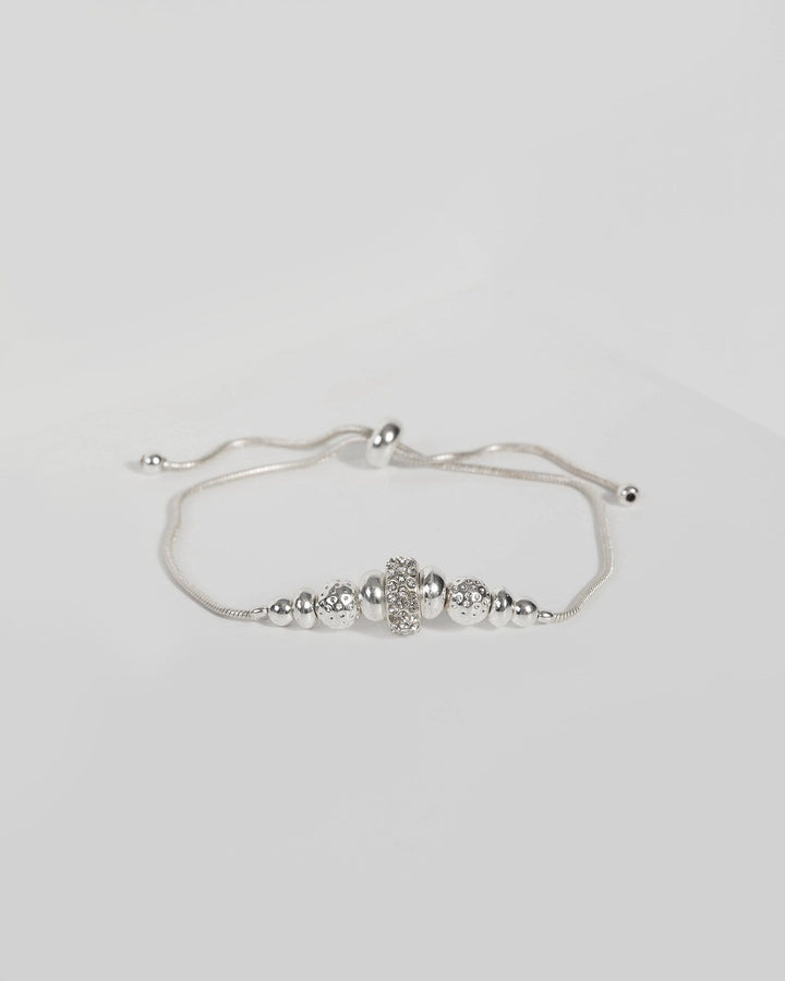 Silver Beaded Adjustable Bracelet | Wristwear
