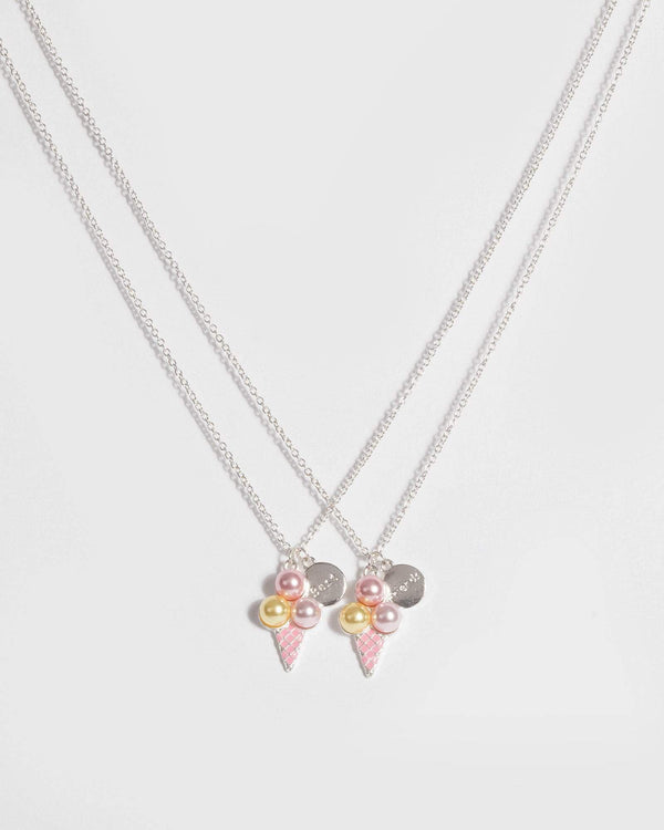 Silver Best Friends Ice Cream Necklace | Necklaces
