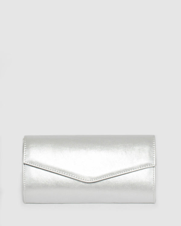 Silver Breena Envelope Clutch Bag | Clutch Bags