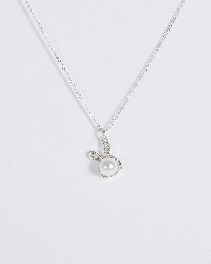 Silver Bunny Ear Crystal Necklace | Necklaces