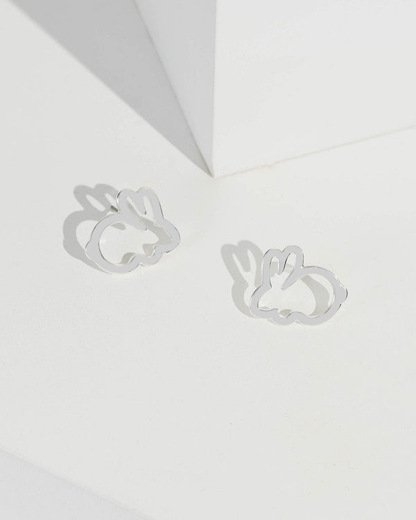 Silver Bunny Silhouette Stud Earrings | Earrings