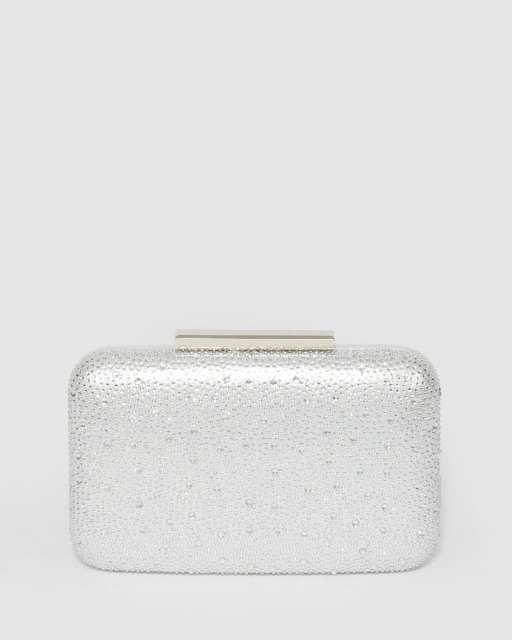 Silver Cassie Crystal Clutch Bag | Clutch Bags