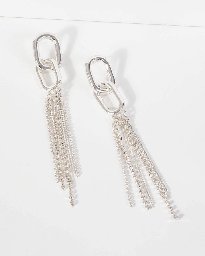 Silver Chain Link Tassel Drop | Accessories