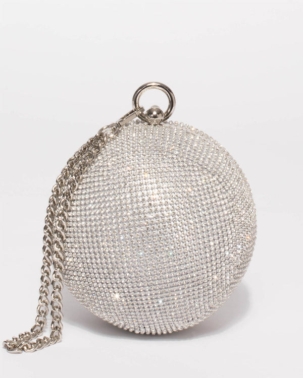 Silver Chainmail Miley Round Clutch Bag | Clutch Bags