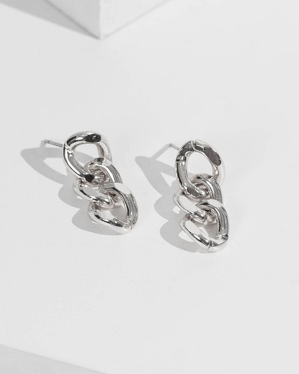 Silver Chunky Chain Link Earrings | Earrings