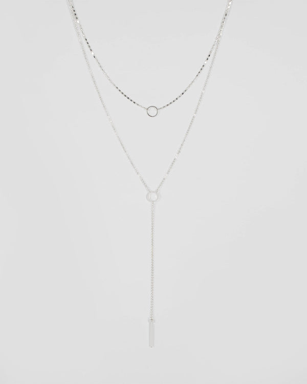 Colette by Colette Hayman Silver Circle Choker and Lariat Fine Necklace