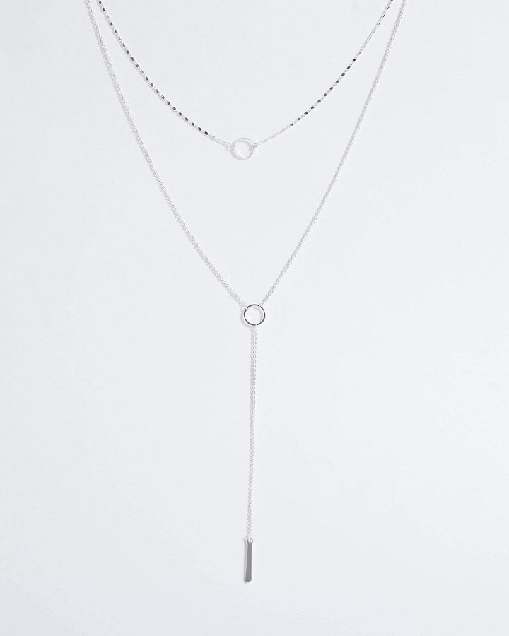 Silver Circle Choker And Lariat Fine Necklace | Necklaces