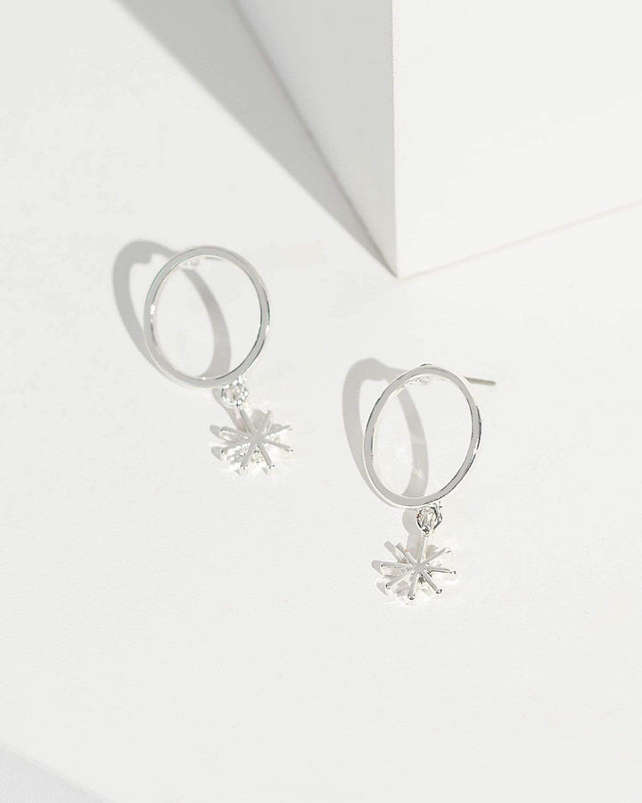 Silver Circle Star Stud Earrings | Earrings