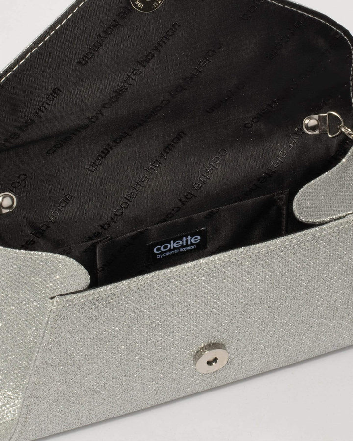 Silver Clare Metal Bar Clutch Bag | Clutch Bags