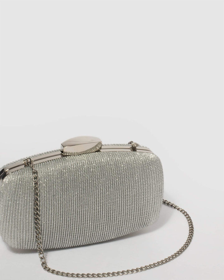 Silver Classic Hardcase Clutch Bag | Clutch Bags
