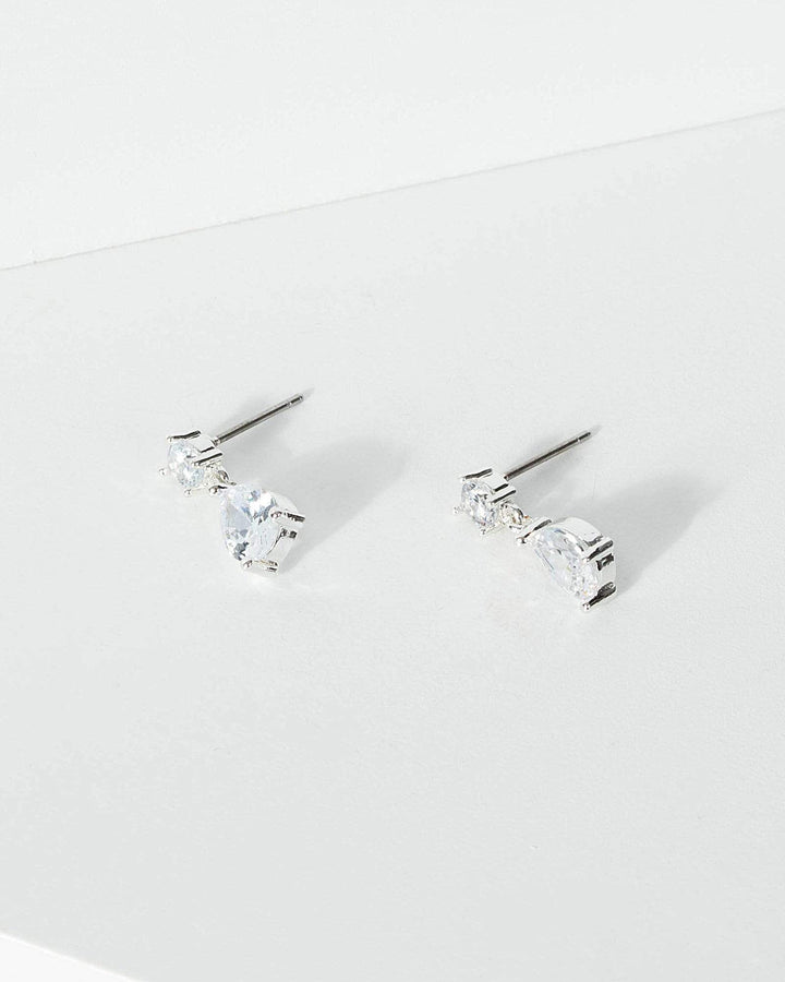 Silver Crystal And Tear Drop Earrings | Earrings