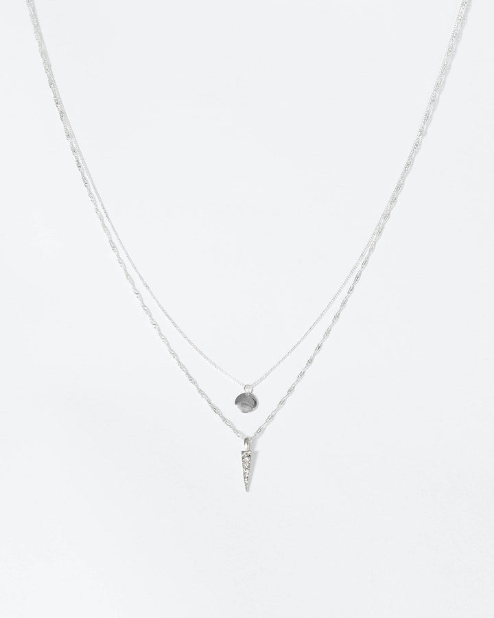 Silver Crystal Arrow Drop Necklace | Necklaces
