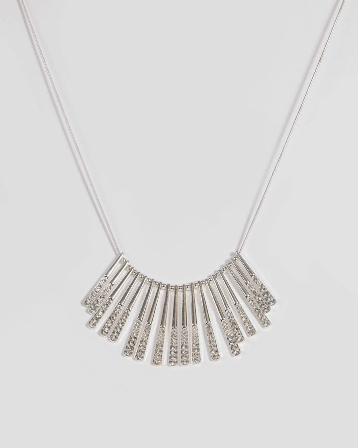 Silver Crystal Bar Necklace | Necklaces