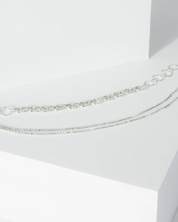 Silver Crystal Choker Pack Necklaces | Necklaces