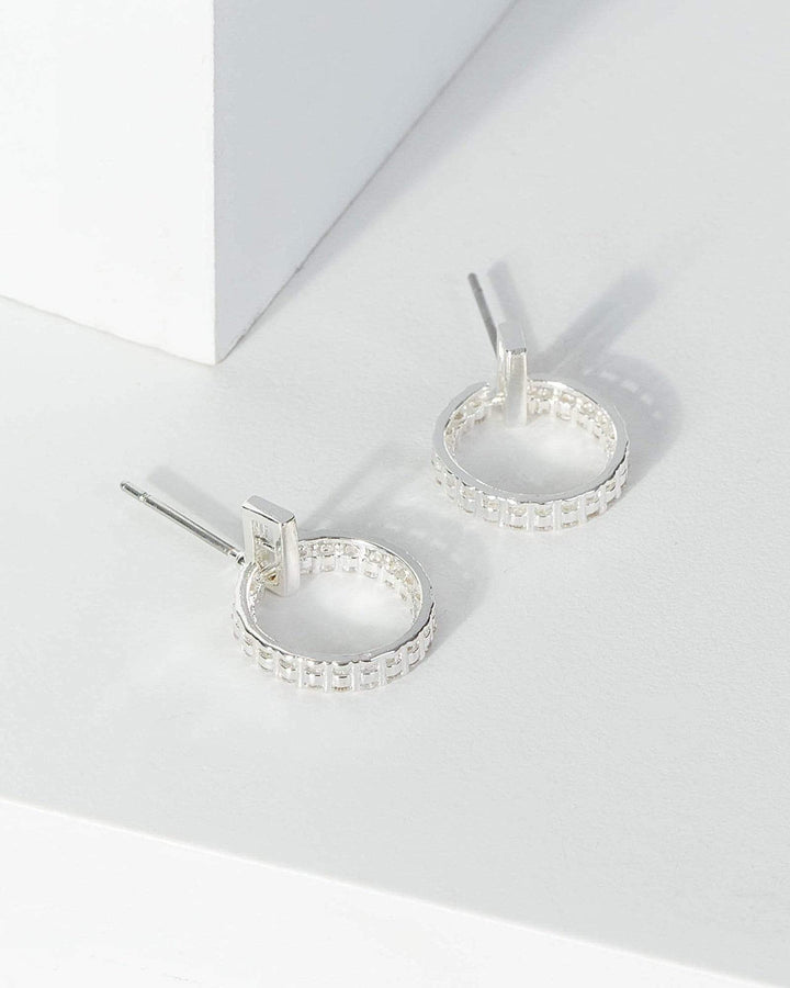 Silver Crystal Circle Stud Earrings | Earrings