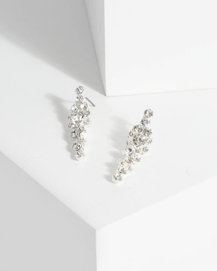 Colette by Colette Hayman Silver Crystal Cluster Drop Earrings