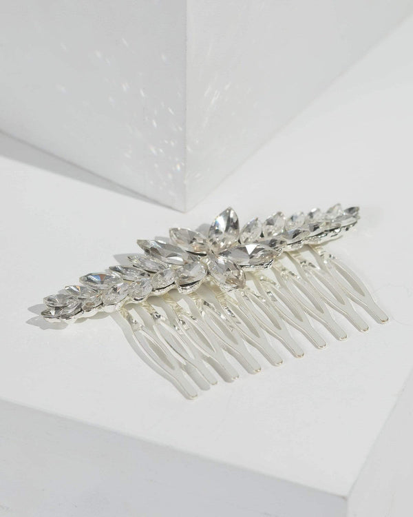 Silver Crystal Cluster Hair Comb | Hair Accessories