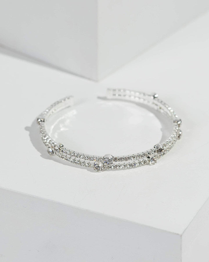 Silver Crystal Cuff Bracelet | Wristwear