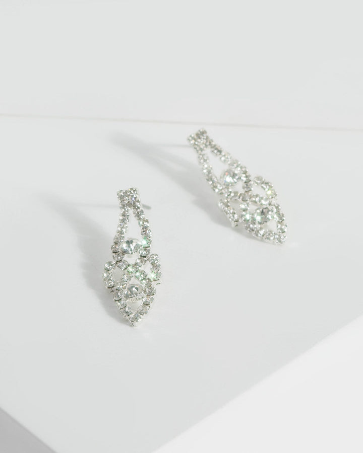 Silver Crystal Cup Chain Drop Earrings | Earrings