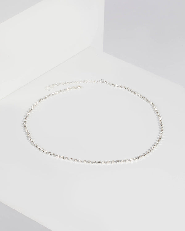 Silver Crystal Cup Chain Lariat Necklace | Necklaces