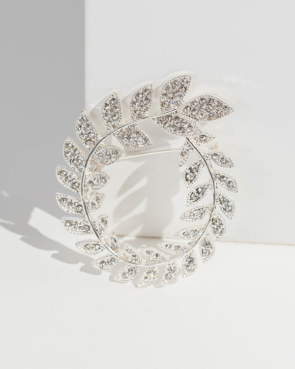 Colette by Colette Hayman Silver Crystal Detail Leaf Brooch