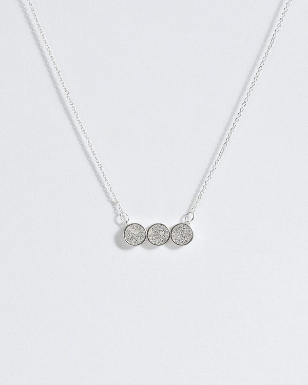 Silver Crystal Encrusted Circle Necklace | Necklaces