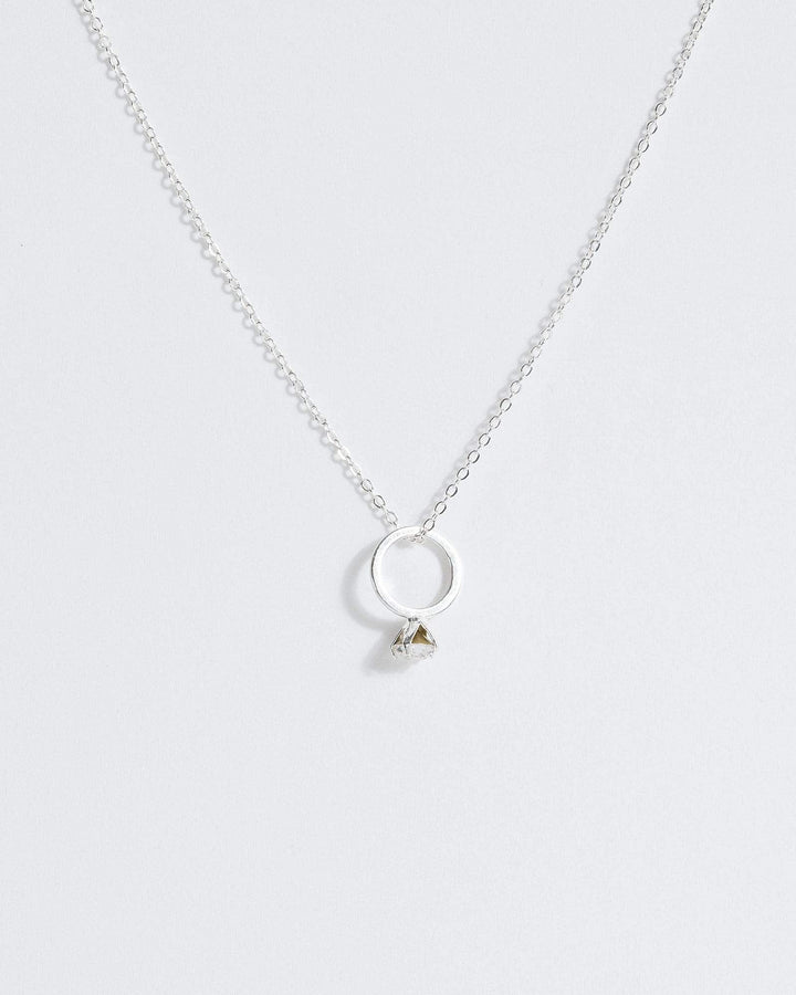 Colette by Colette Hayman Silver Crystal Engagement Ring Necklace