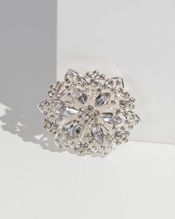 Colette by Colette Hayman Silver Crystal Flower Detail Brooch