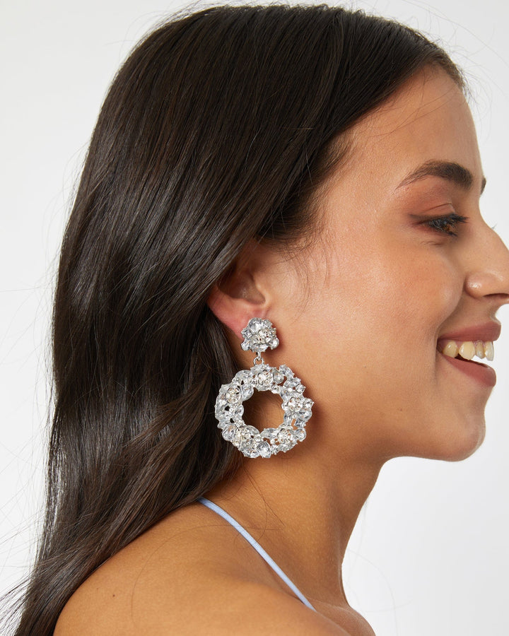 Colette by Colette Hayman Silver Crystal Flower Hoop Detail Earrings