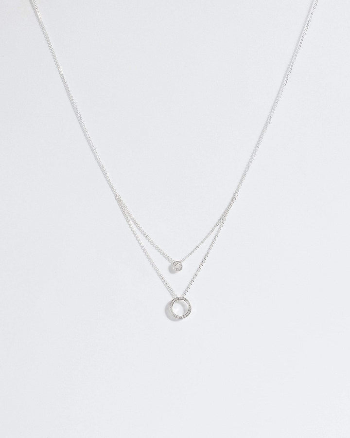 Silver Crystal Halo Pendant Necklace | Necklaces