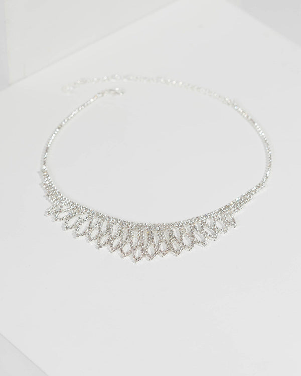 Silver Crystal Loops Necklace | Necklaces