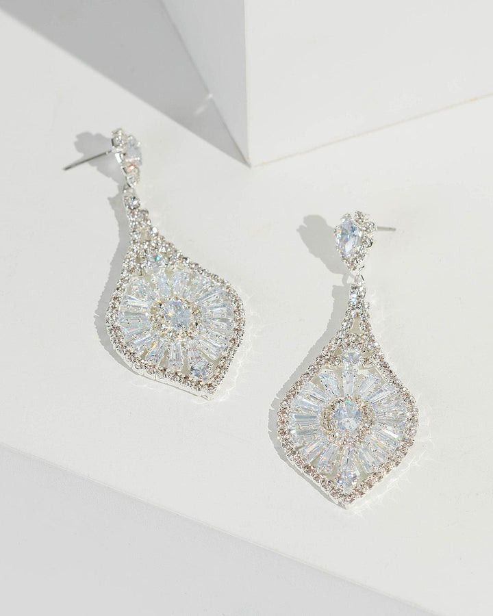 Silver Crystal Multi Detail Drop Earrings | Earrings
