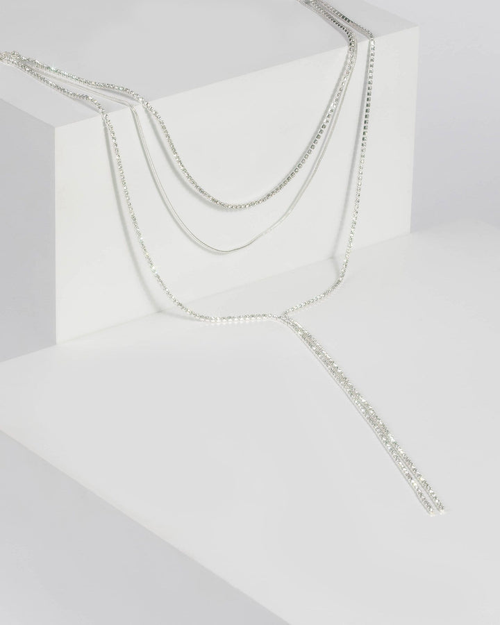 Silver Crystal Multi Lariat Necklace | Necklaces