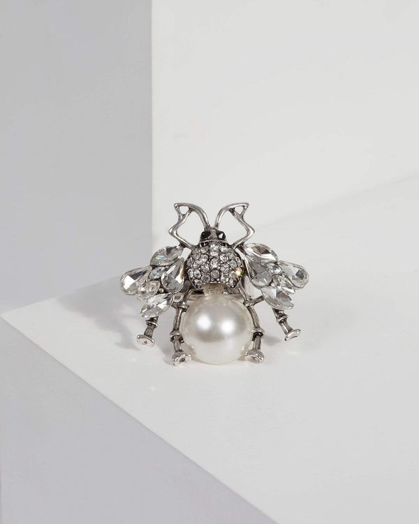 Silver Crystal Pearl Cocktail Ring | Rings
