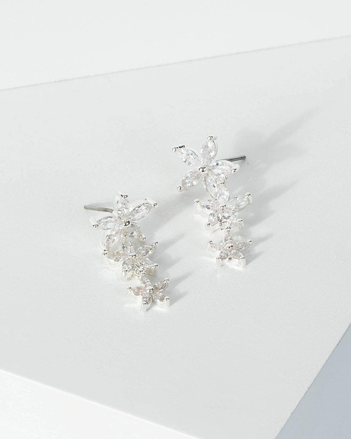 Silver Crystal Star Drop Earrings | Earrings