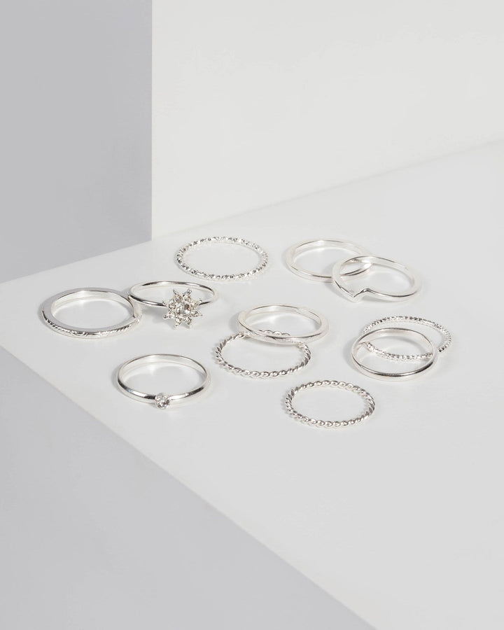 Silver Crystal Star Multi Pack Ring | Rings