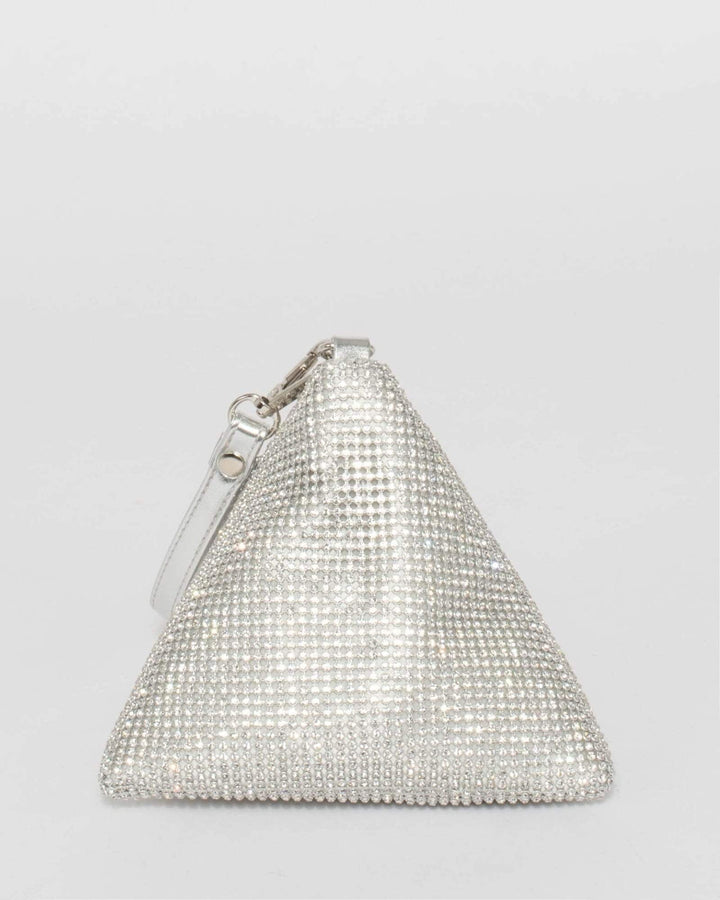 Silver Crystal Triangle Drop Clutch Bag | Clutch Bags