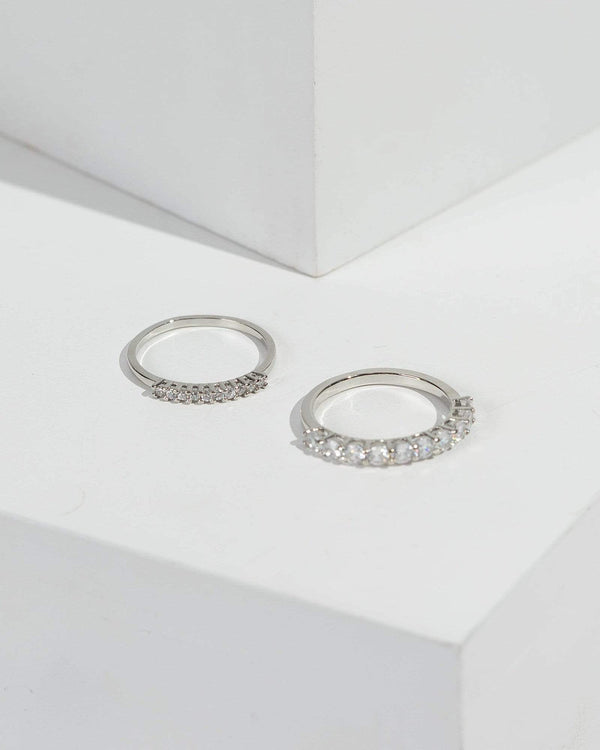 Silver Cubic Zirconia Band 2 Pack Ring | Rings