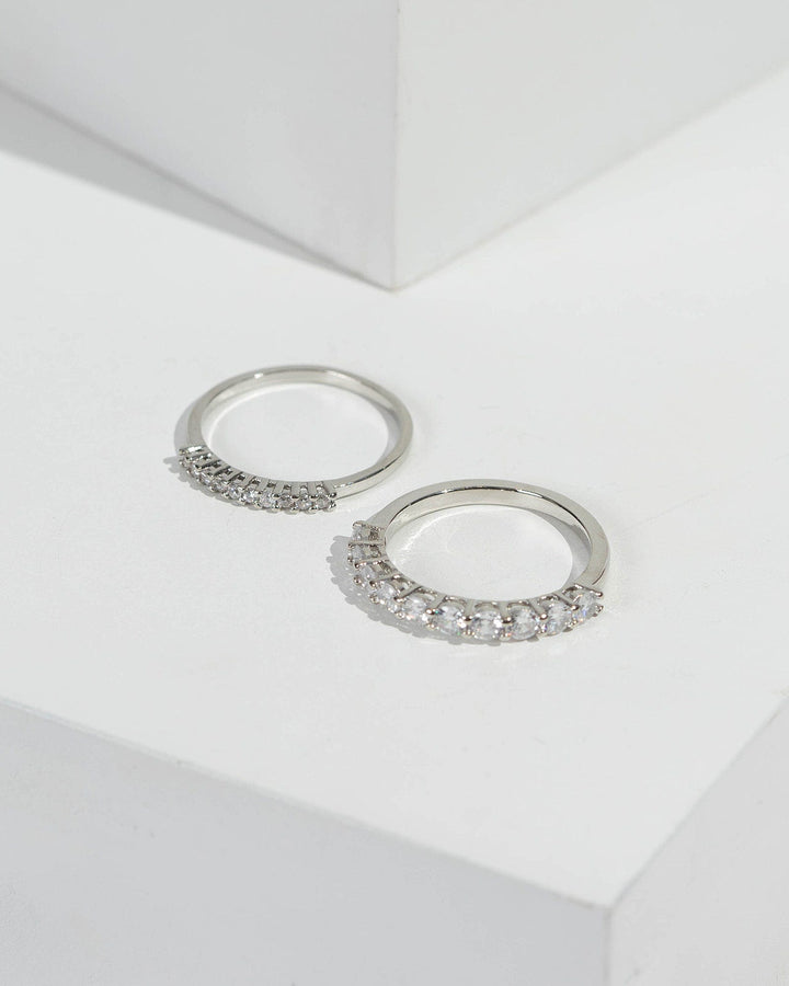 Silver Cubic Zirconia Band 2 Pack Ring | Rings