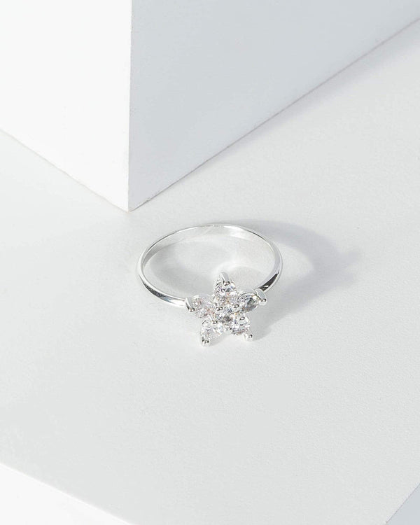 Silver Cubic Zirconia Flower Ring | Rings